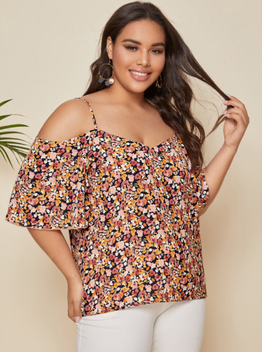 Full Bloom Floral Print Plus Size Blouse for women