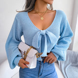Tie-Front Rib-Knit Cropped Sweater for women