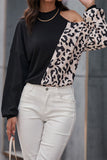 Two-Tone Leopard Cold Shoulder Top for women