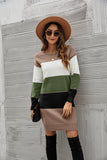 Striped Sweater Dress Green for women