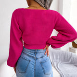 Tie-Front Rib-Knit Cropped Sweater for women