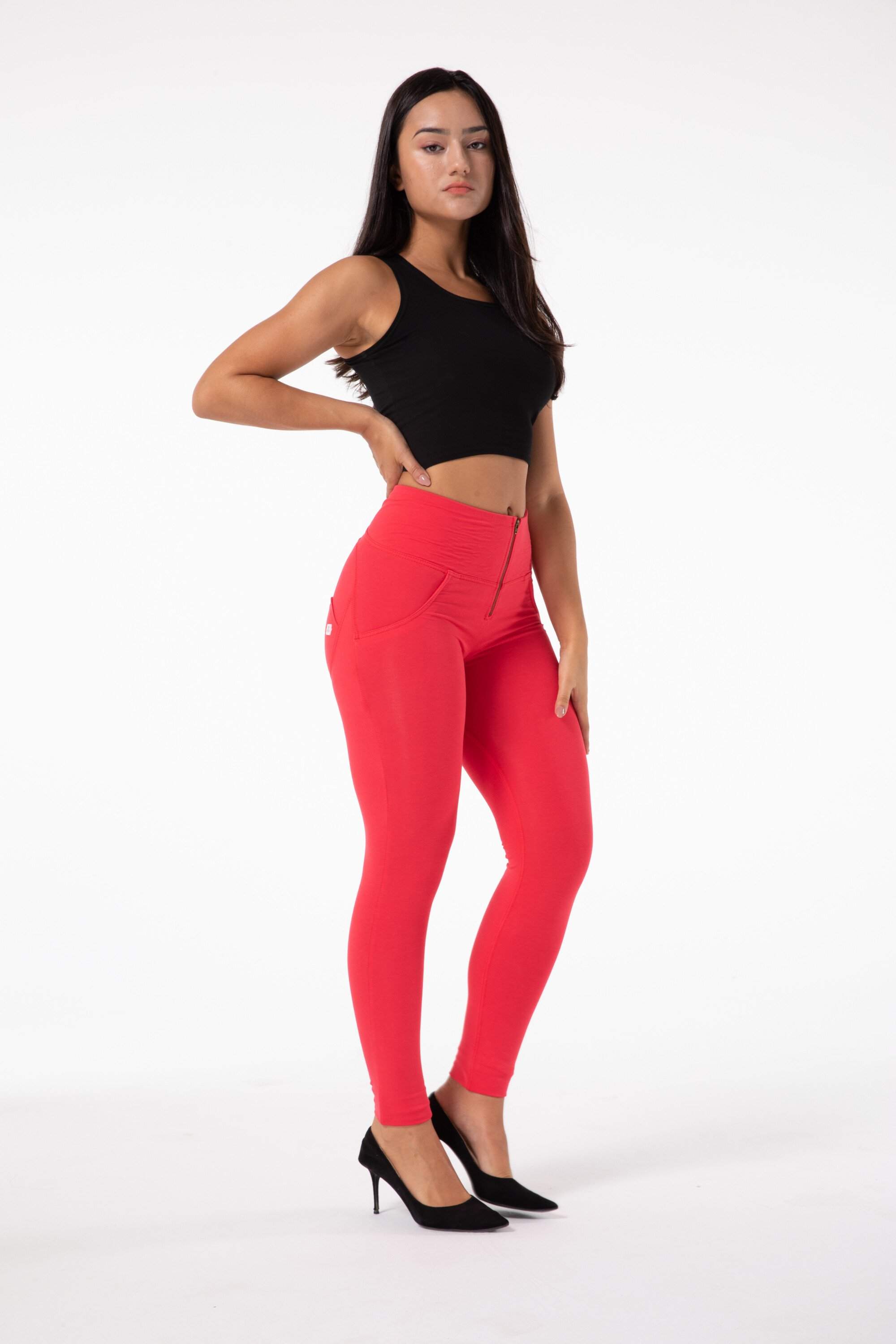 The Audacity Zipped Watermelon Red Leggings Watermelon red for women
