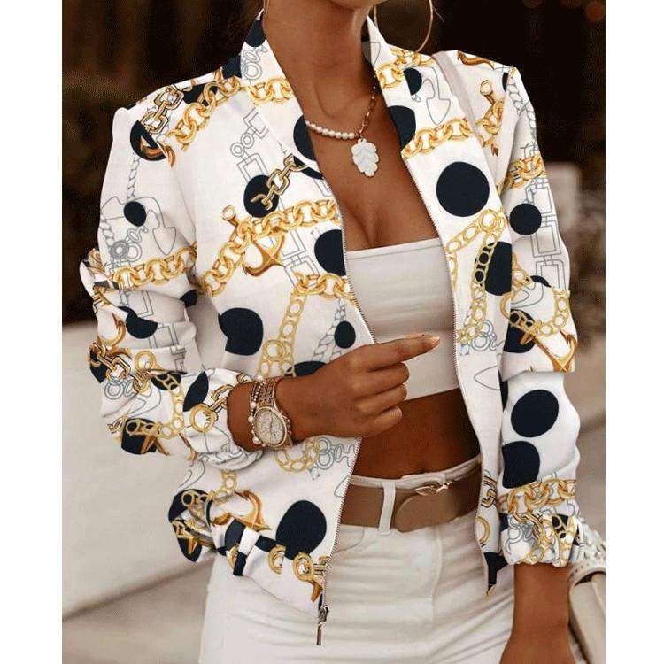 Obsessed With Me Long Sleeved Zipped Jacket White and Yellow for women